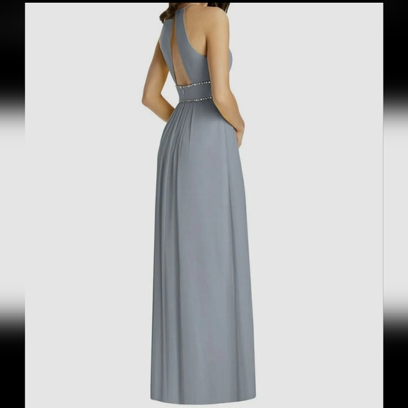 Jenny Packham Women's Chiffon, Platinum Blue Dress/Size 18. - Picture 3 of 13